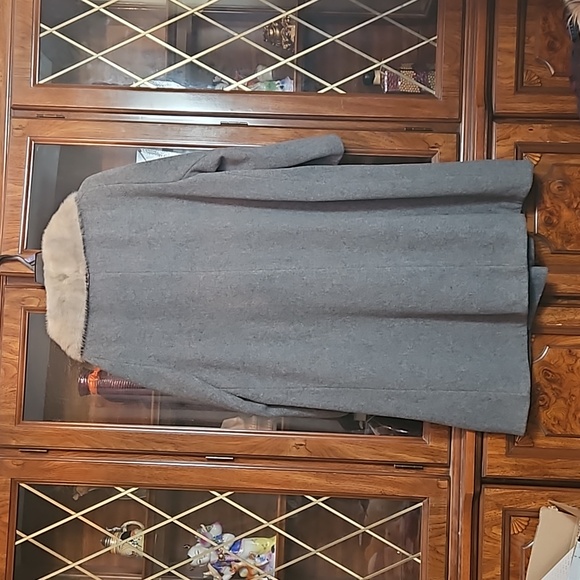 Vintage Anglo Fabrics Womens XL Wool Double Breasted Long Grey Jacket - Picture 5 of 8